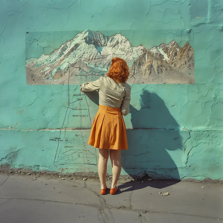 image de Laurent Askienazy - femme rousse dessinant une montagne